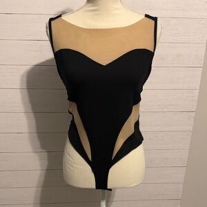 Black & Nude Illusion Tank Bodysuit